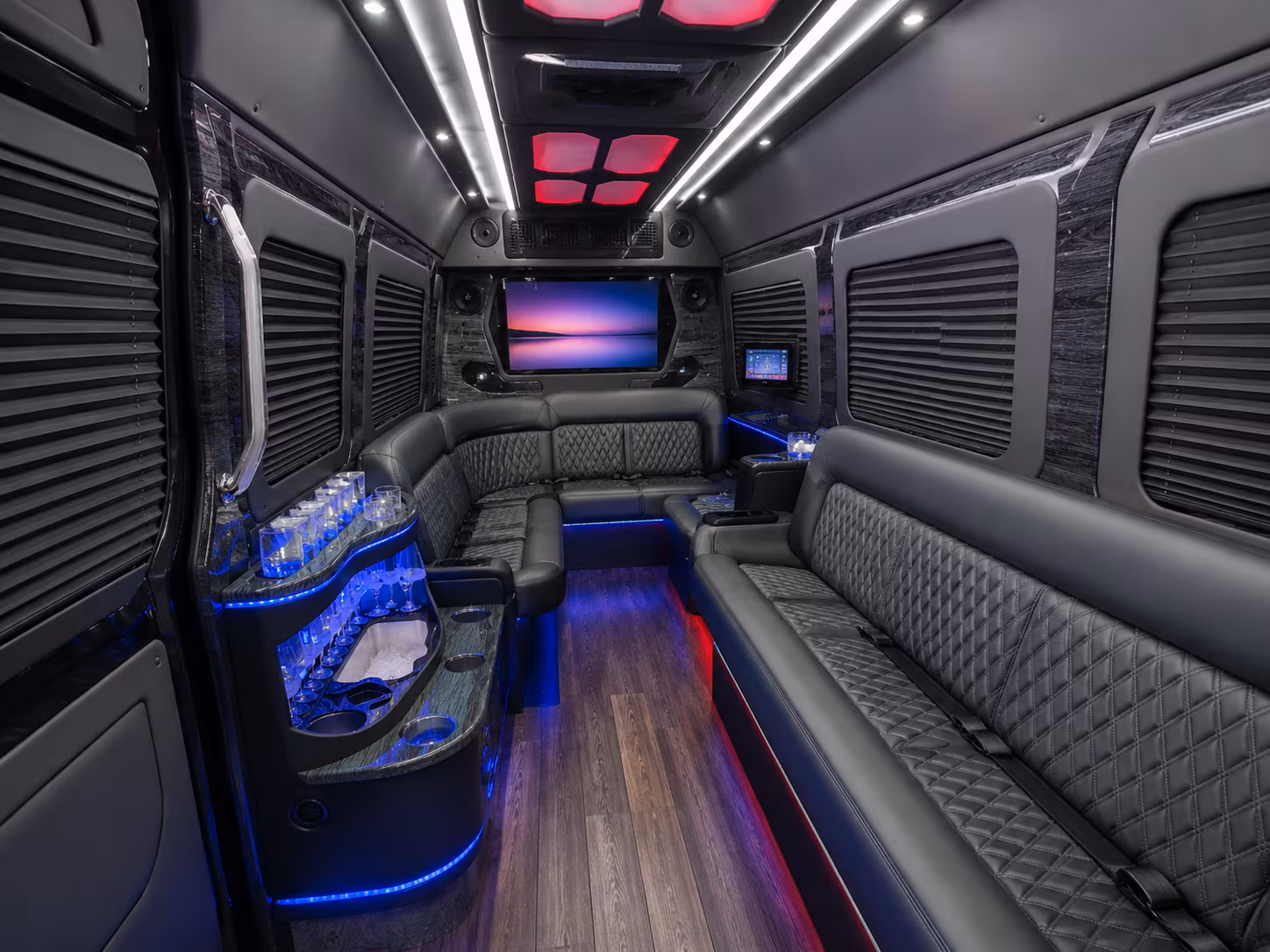 costa mesa 28 passenger party bus interior